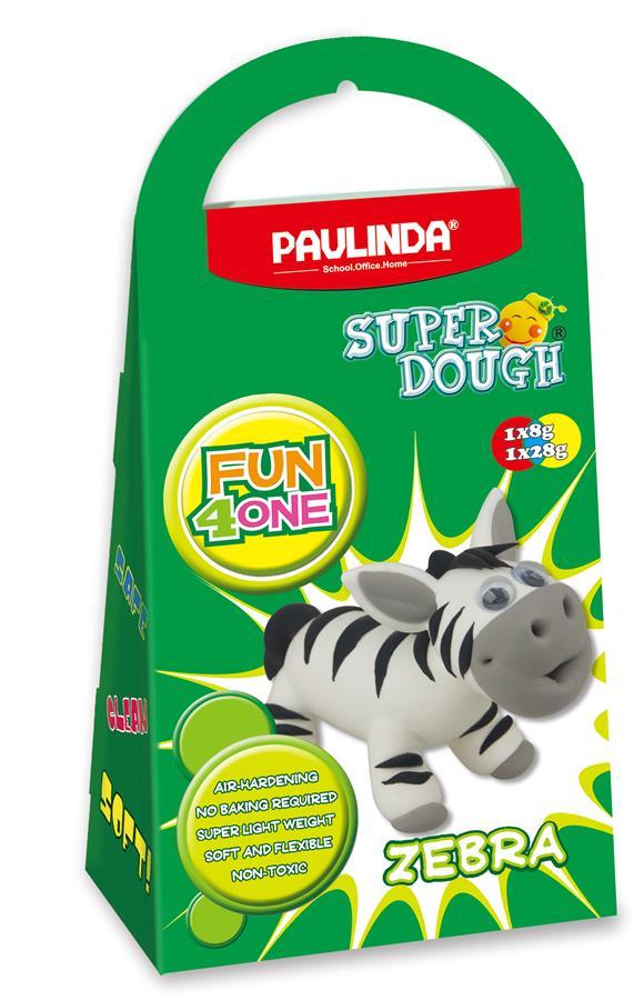 PAULINDA Маса для ліплення Super Dough Fun4one Зебра (рухливі очі)