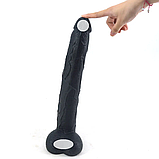 Фалоїмітатор реалістичний, Фаллос на присоску 39.5 х 5.6 см, Великий дилдо чорний, Інтимні іграшки, фото 2