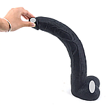 Фалоїмітатор реалістичний, Фаллос на присоску 39.5 х 5.6 см, Великий дилдо чорний, Інтимні іграшки, фото 3