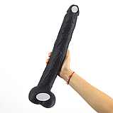 Фалоїмітатор реалістичний, Фаллос на присоску 39.5 х 5.6 см, Великий дилдо чорний, Інтимні іграшки, фото 8