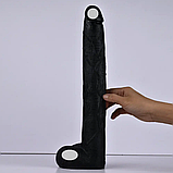 Фалоїмітатор реалістичний, Фаллос на присоску 39.5 х 5.6 см, Великий дилдо чорний, Інтимні іграшки, фото 5