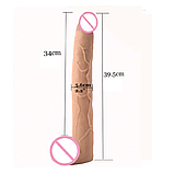 Фалоїмітатор реалістичний, Фаллос на присоску 39.5 х 5.6 см, Великий дилдо чорний, Інтимні іграшки, фото 7