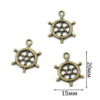 Підвіска металева "Штурвал" 20*15мм Бронза PDB007