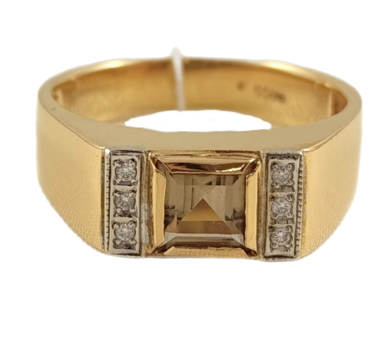 Перстень із червоного золота 585 проби з діамантами та раухтопазом 34132610, фото 1