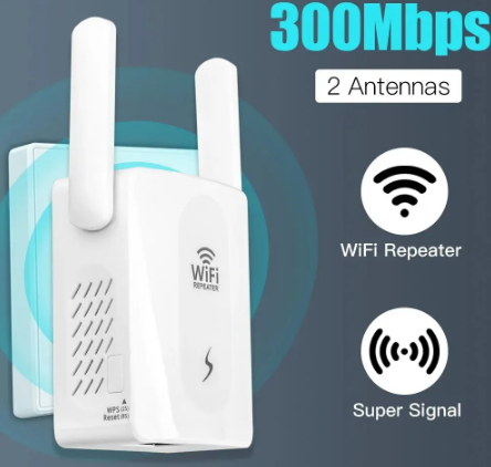 Репітер Wireless / Wi-Fi Підсилювач 300 Мбіт / Бездротовий Wi-Fi репітер з двома антенами / Білий, фото 1