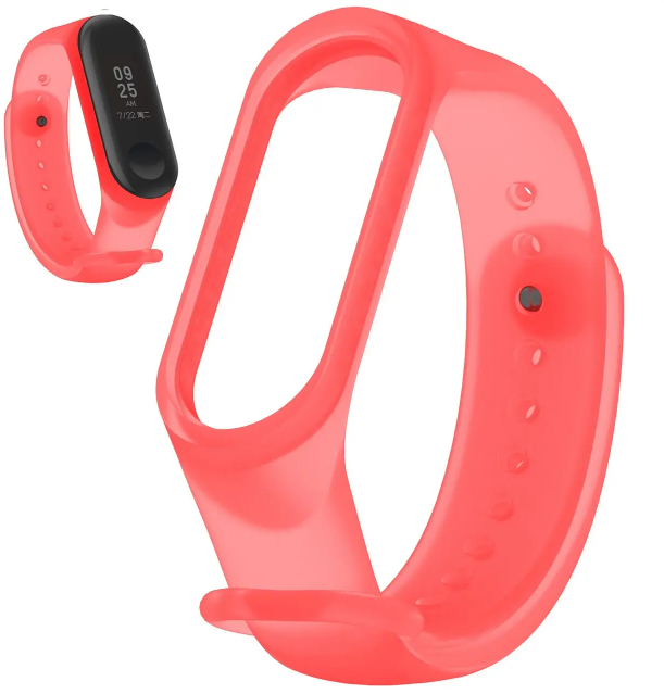 Ремінець на розумний браслет Xiaomi Mi Band 5/6 / Червоний (прозорий), фото 1