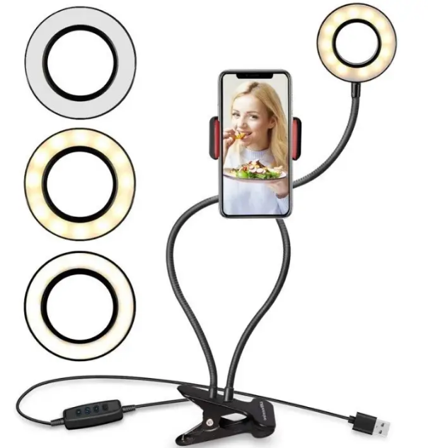 Тримач для телефону Professional Live Stream Pro з підсвіткою LED / Чорний