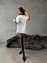 Футболка жіноча однотонна з куліру з принтом розміри норми та батал, фото 2