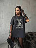 Футболка жіноча однотонна з куліру з принтом розміри норми та батал, фото 7