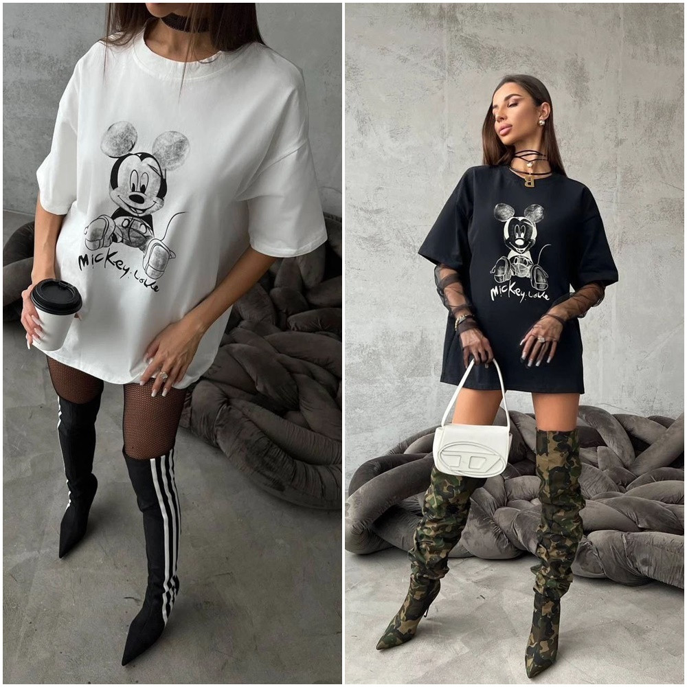 Футболка жіноча однотонна з куліру з принтом розміри норми та батал