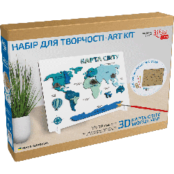 Набір, Карта світу 3D, МДФ, 30,5х37,5см, ROSA Talent