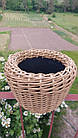 Кашпо, корзина для рослин та саду із штучного ротангу  ручної робити  26х23 см, 5 л, фото 3