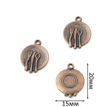 Підвіска металева "Тарілка" 20*15мм Червона Бронза PDB009