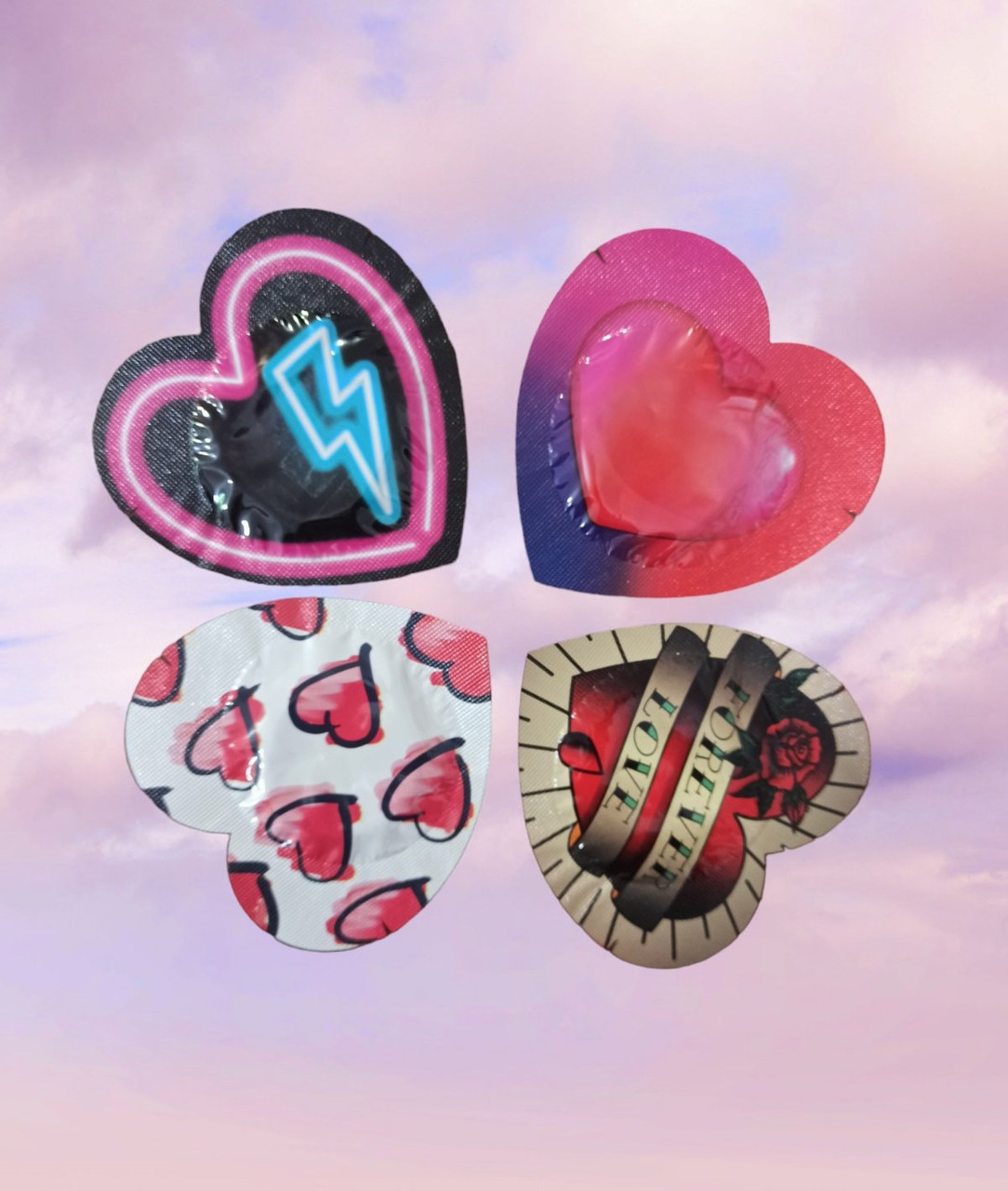 Презервативи Pasante формі серця (по 1 шт) (паковання може відрізнятися кольором і малюнком), фото 1