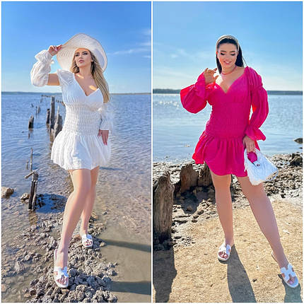 Літнє коротке плаття рукава можна зняти тканину прошва розміри норма та батал, фото 1