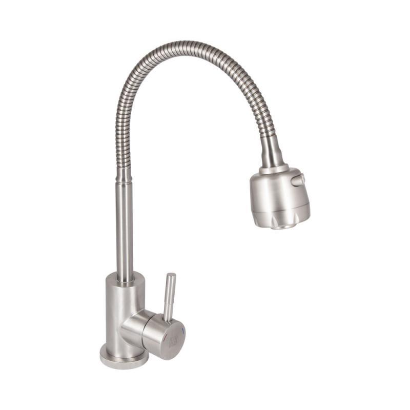 Змішувач для кухні Lidz Aria 015F41 з гнучким виливом (k35) LDARI015F41NKS45306 Nickel, фото 1