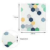 Панель стінова 3D 700х700х4мм мозаїка синьо-жовта (D) SW-00002016, фото 5