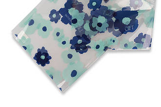 Пакувальний папір, прозорі, об'ємні квіти синьо-блакитні, 57*57