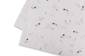 Тішью біла із синіми тюльпанами, 50х70