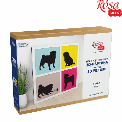 Набір, картина 3D, „4 Dogs“, ДВП ґрунтоване, 3 шари, 30х30см, ROSA TALENT