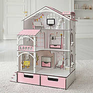 "Смарт Хаус" ляльковий будиночок NestWood з органайзером та ліфтом для ЛОЛ рожевий + вітальня, фото 3