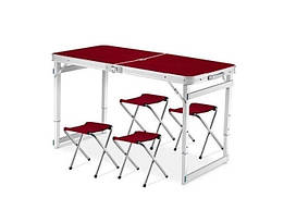 Стіл для пікніка з 4 стільцями Folding Table (60х120 см) Червоний