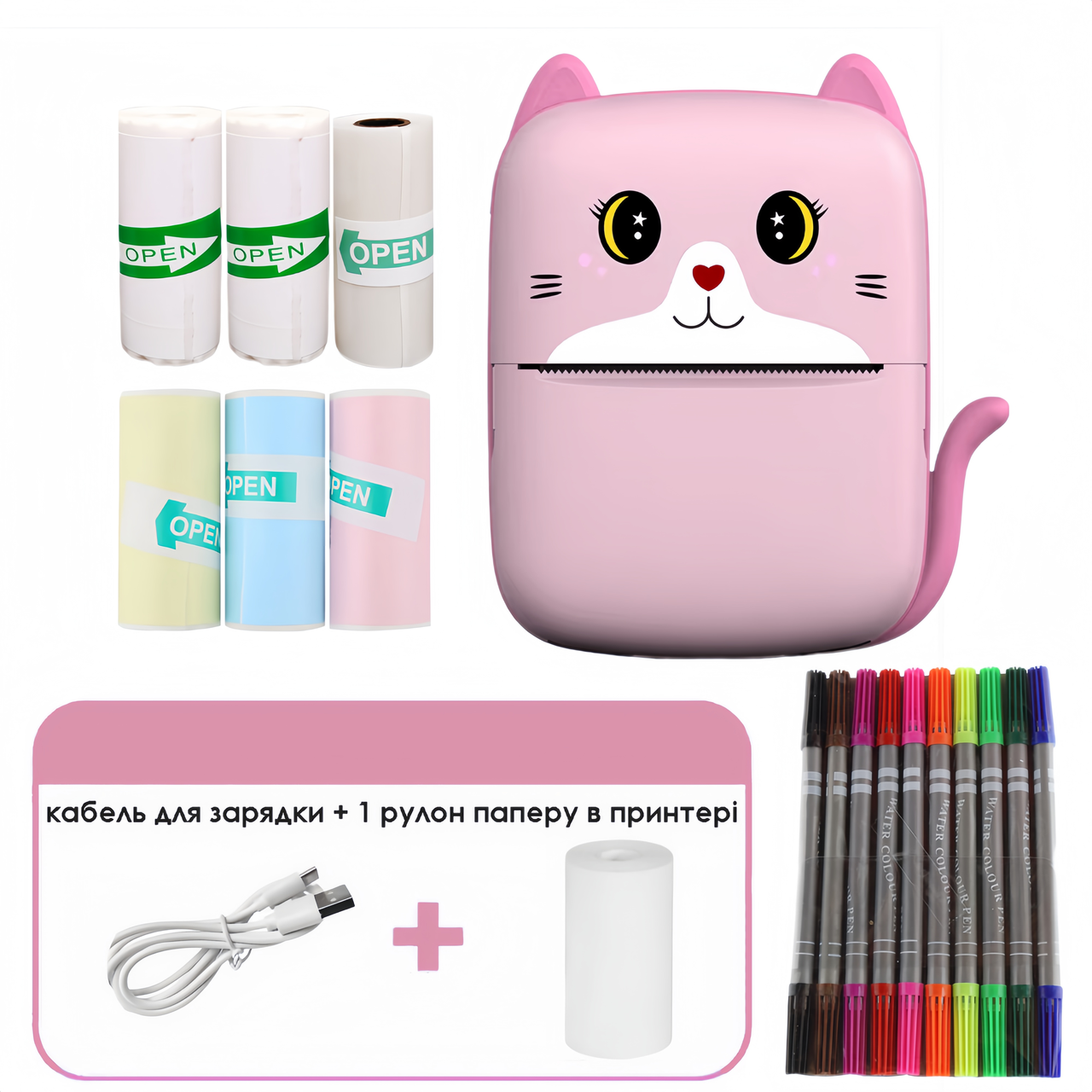 Mini printer дитячий портативний міні принтер для наклейок на блютузі ручний який підключається до телефону
