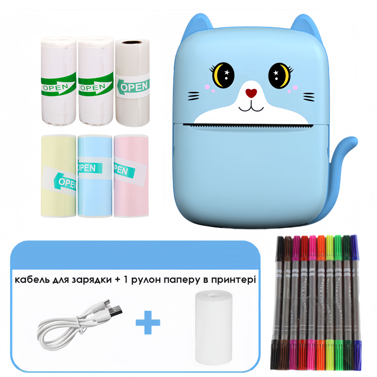Mini printer дитячий портативний міні принтер для наклейок на блютузі ручний який підключається до телефону