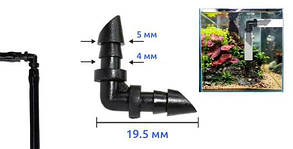 Угловой соединитель для шланга, черный 4 мм., фото 3