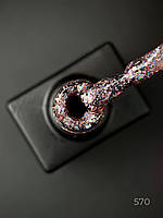 Гель лак Clow Glitter 570 Дизайнер (9мл.) - з пластівцями хамелеон різних розмірів і глітером