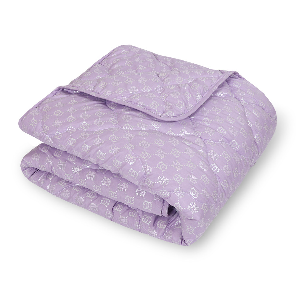 Стьобана літня Євро ковдра 195х215 см тонка мікрофібра / холофайбер гіпоалергенна, однотонна бузкового кольору