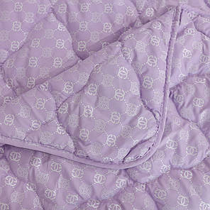 Двоспальна літня ковдра мікрофібра / холофайбер тонка стьобана 175х215 однотонна бузкова, фото 3