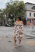 Штапельне літнє плаття міді довгий рукав великих розмірів, фото 3