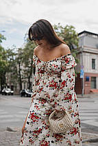 Штапельне літнє плаття міді довгий рукав великих розмірів, фото 4