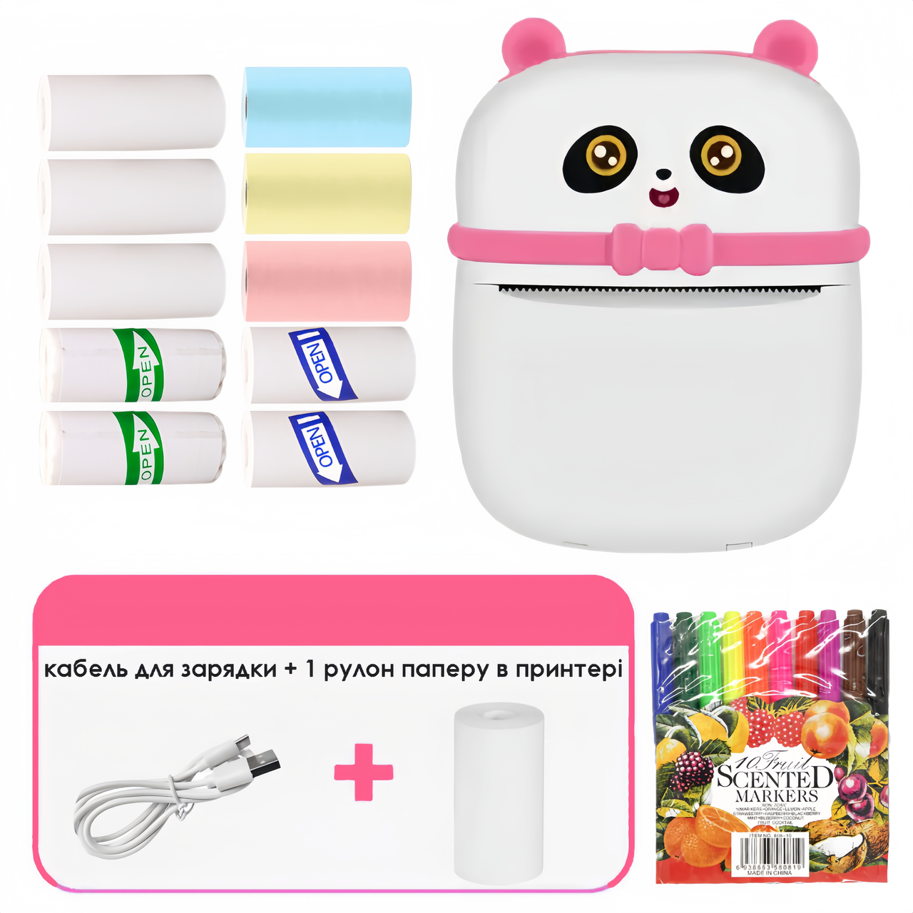Дитячий фото принтер міні mini printer на блютузі компактний для андроїд та айфону з липкою стрічкою