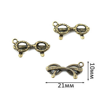 Підвіска металева "Окуляри" 21*10мм Бронза PDB013