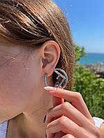 Серги з логотипом сріблястого кольору