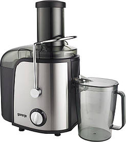 Gorenje Соковитискач відцентрований 800Вт, чаша-1.1л, жмих-1.5л, жолоб на ціле яблуко, пластик/метал, чорний