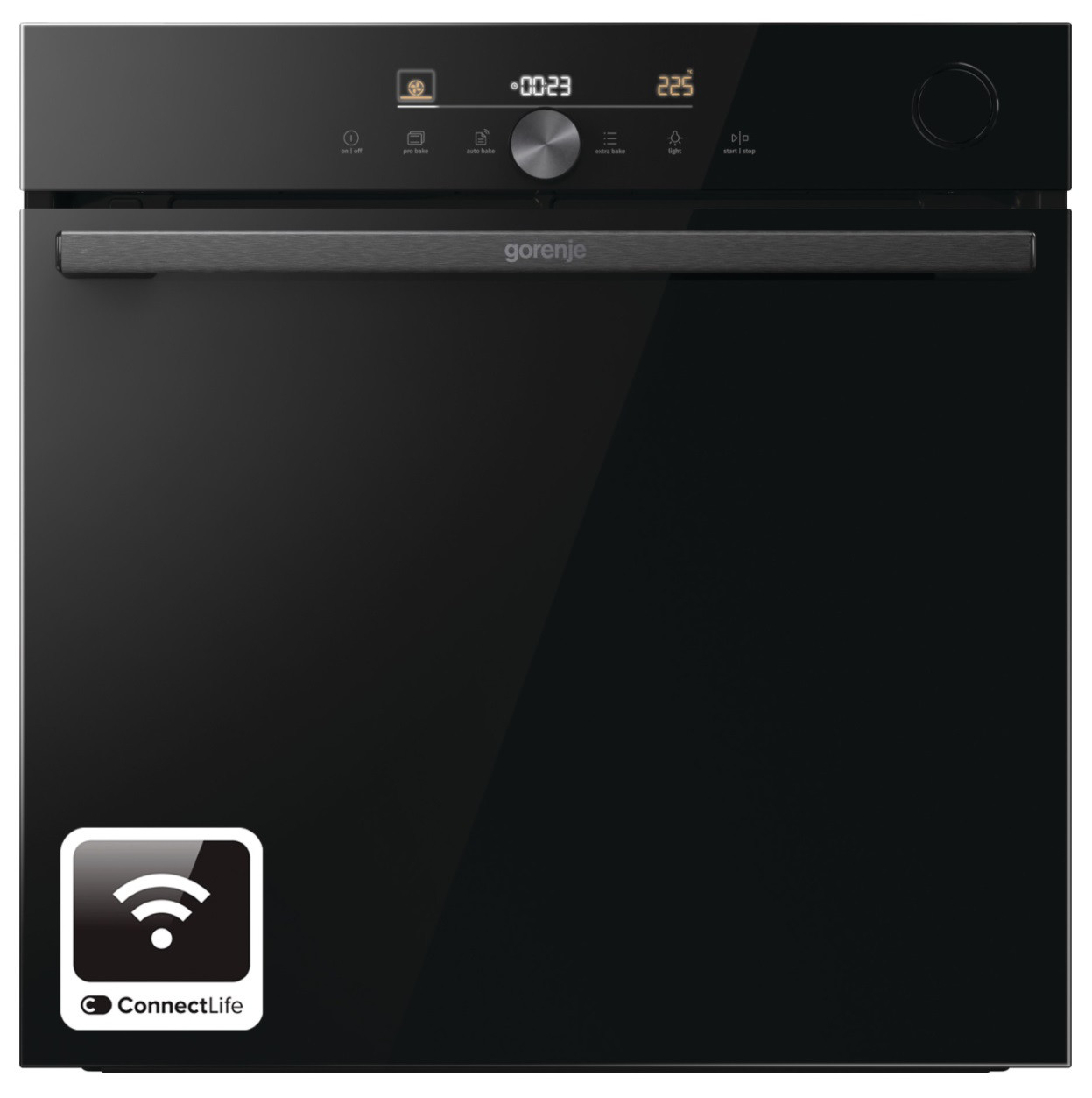 Gorenje Духова шафа електрична, 77л, A+, пара, дисплей, Wi-Fi, чорний