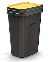 Баки для сортування сміття Keden COMPACTA Q Plus, комплект 3x35 л, чорний, кришка синя, зелена, жовта