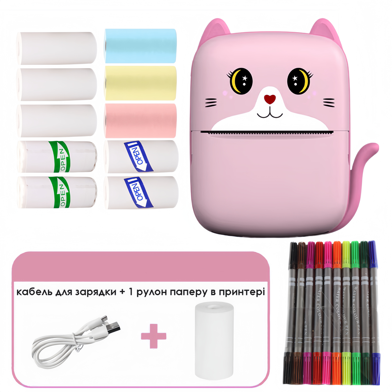 Дитячий фото принтер mini printer з термодруком стікерувальний для конспектів