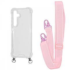 Чехол WAVE Clear Case with Strap Samsung Galaxy S24 Plus pink sand