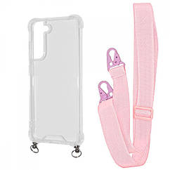 Чехол WAVE Clear Case with Strap Samsung Galaxy S21 FE (G990B) pink sand
