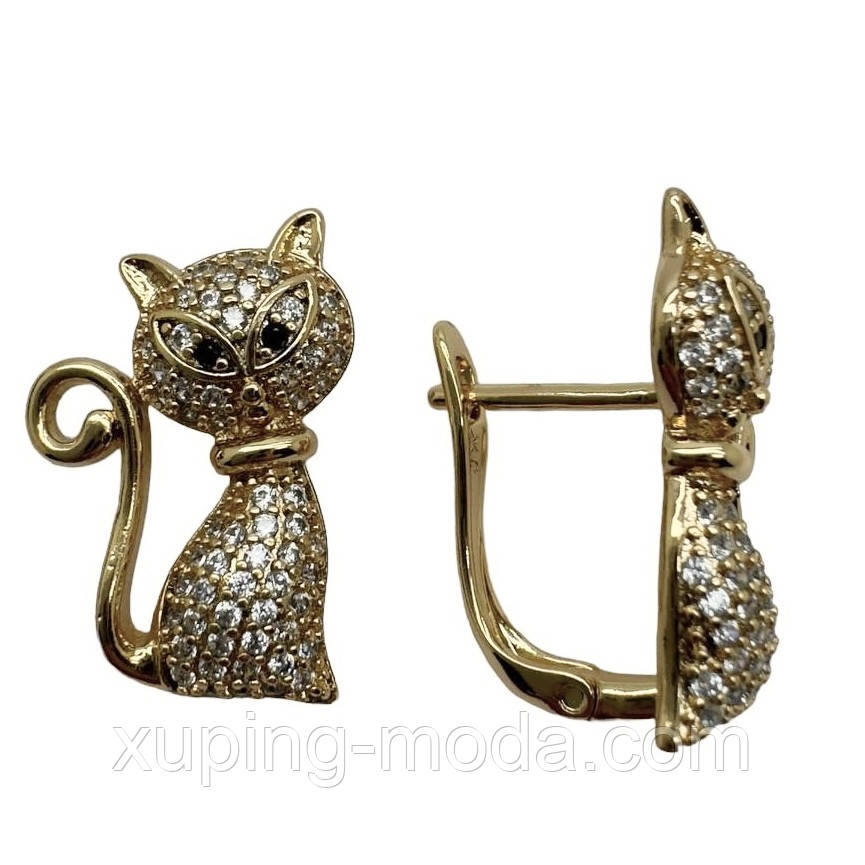 Сережки з медичного золота. Xuping. 20х10 мм. 18 к, фото 1