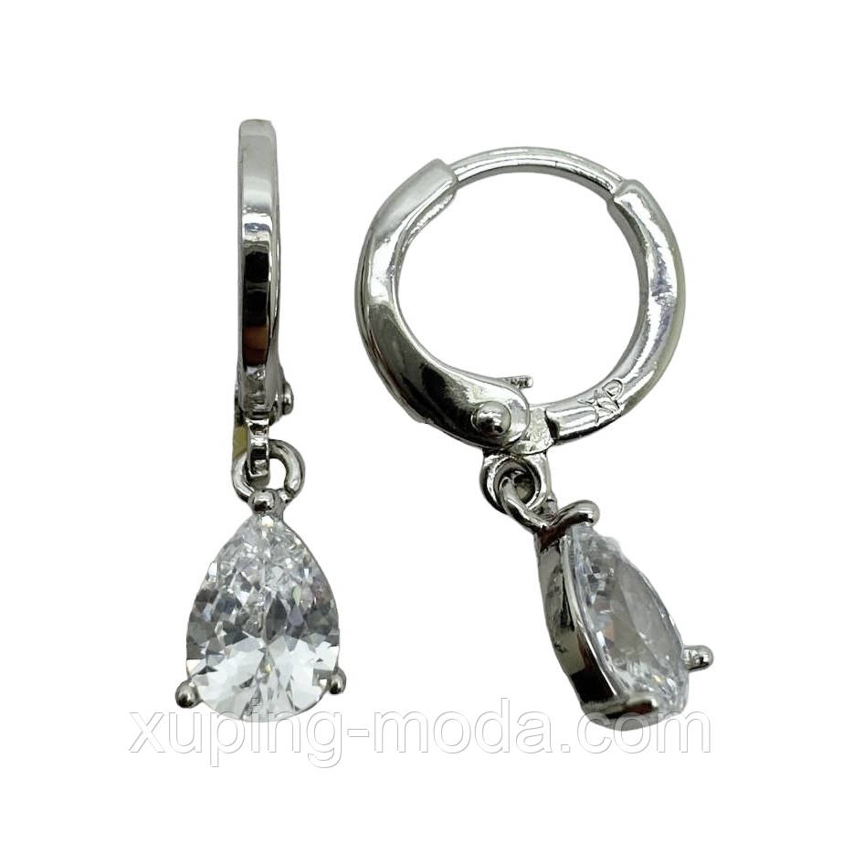 Сережки жіночі. Xuping. 20х5 мм. Родій, фото 1