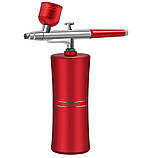 Набір для аерографії акумуляторний, аерограф із компресором 9360, рожевий, фото 3