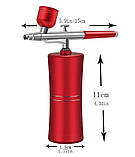 Набір для аерографії акумуляторний, аерограф із компресором 9360, рожевий, фото 4