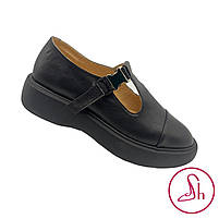Шкіряні жіночі туфлі на плоскій платформі чорного кольору “Style Shoes”, фото 3
