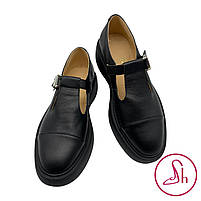 Шкіряні жіночі туфлі на плоскій платформі чорного кольору “Style Shoes”, фото 5