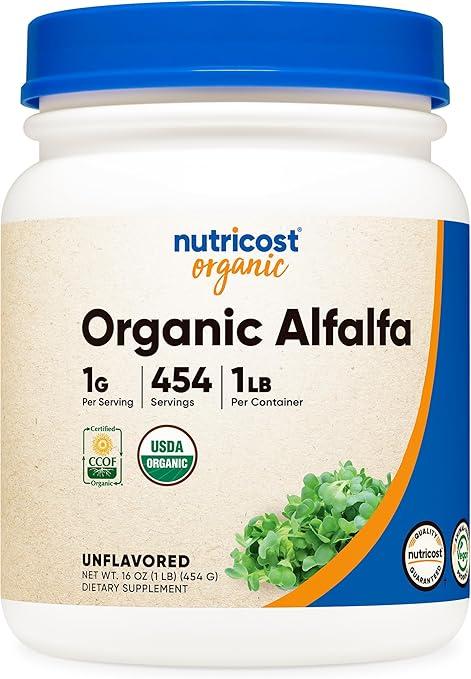 Alfalfa Nutricost, органічний порошок із люцерни, без добавок, 454 г (16 унцій), фото 1